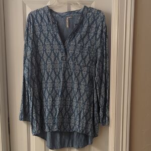grand & greene Blue Patterned Long-Sleeve Tunic